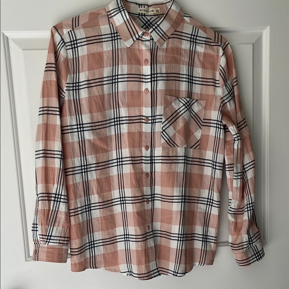 Pink and White Button Down Shirt